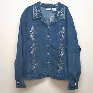NWT Jean Jacket Rhinestone buttons XXL